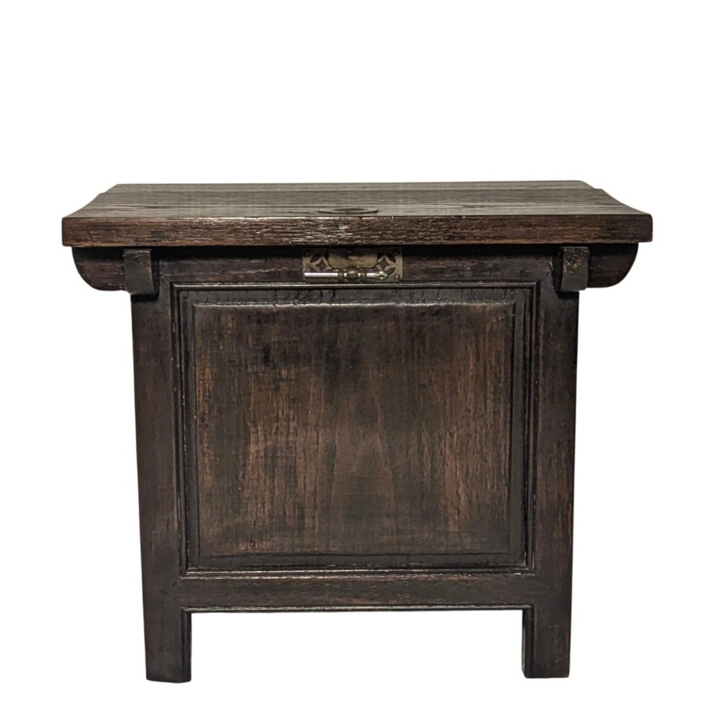 Antique 20th Century Korean Elmwood Rice Chest Storage Bin Tansu Altar Cabinet
